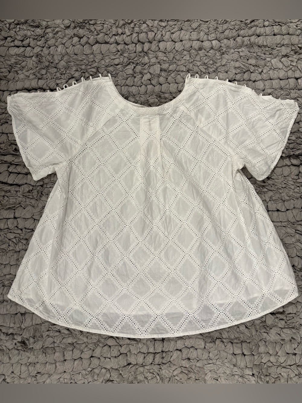 Madewell White Embroidered Lattice Eyelet Short-Sleeve Top - 100% cotton - Picture 3 of 6